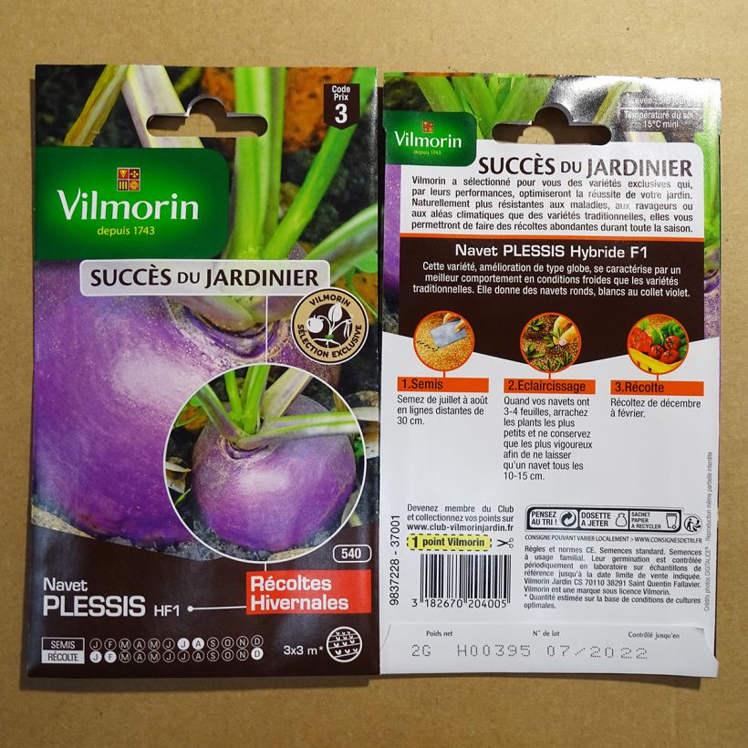 Beispiel eines Exemplars von Rübe Plessis F1 - Vilmorin die Tüte mit 800 Samen ungefähr (2g) wie geliefert
