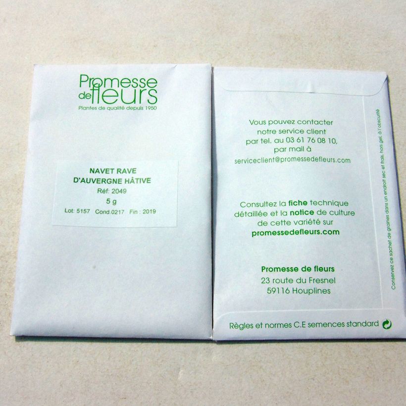 Beispiel eines Exemplars von Rübe Rave d'Auvergne Hâtif die Tüte mit 2000 Samen ungefähr (5g) wie geliefert