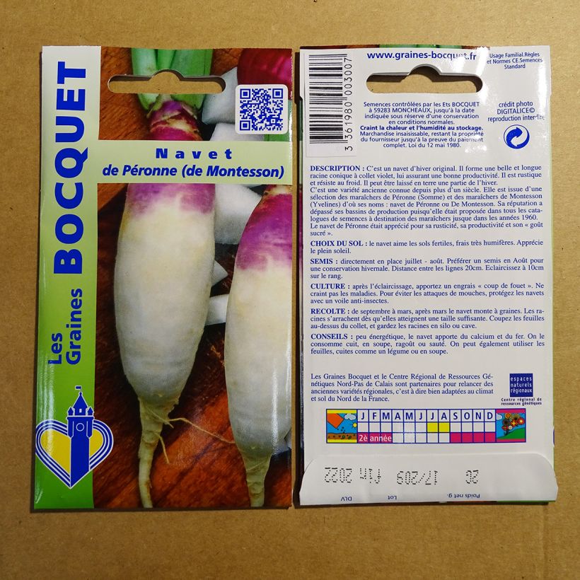 Beispiel eines Exemplars von Rübe De Péronne die Tüte mit 800 Samen ungefähr (2g) wie geliefert