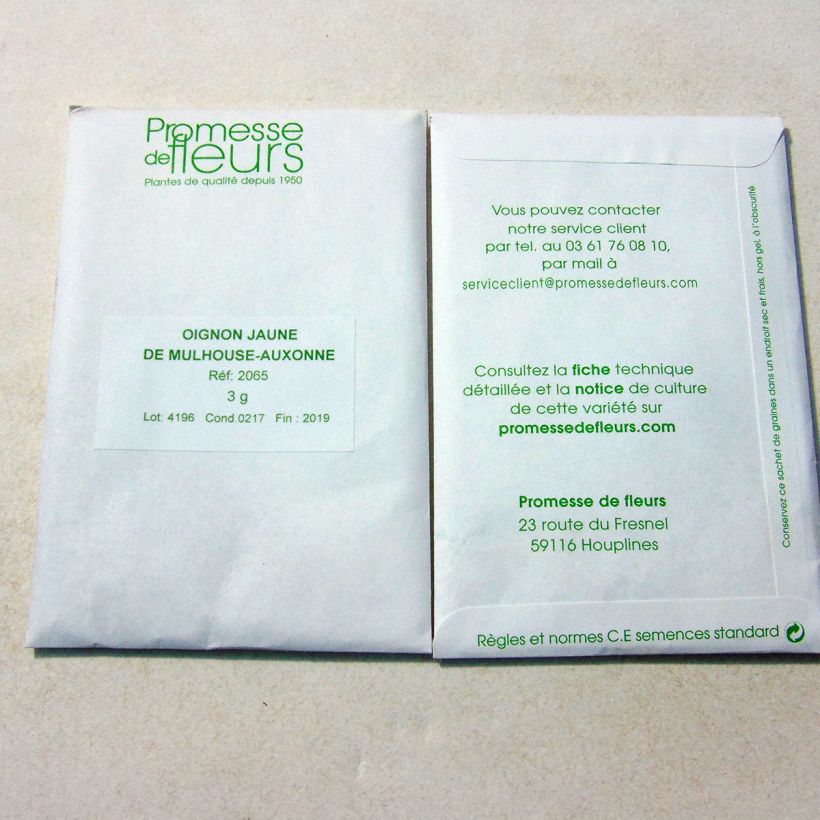 Beispiel eines Exemplars von Zwiebel Oignon Jaune de Mulhouse die Tüte mit 750 Samen ungefähr (3g) wie geliefert