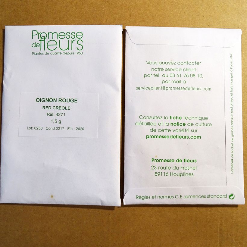 Beispiel eines Exemplars von Lauchzwiebel Red Créole die Tüte mit 300 Samen ungefähr (1,5g) wie geliefert