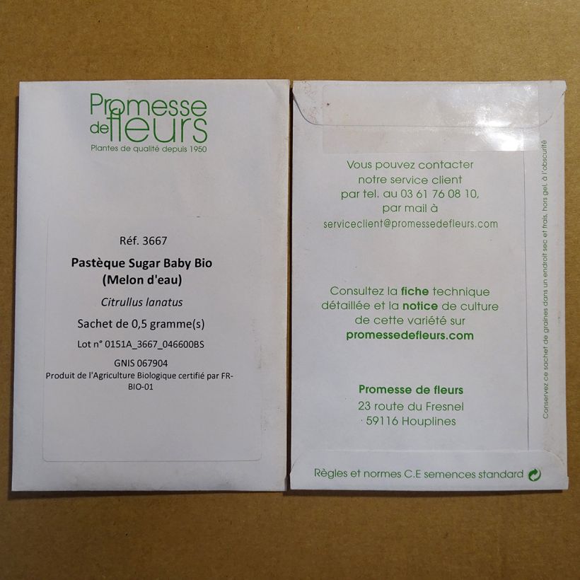 Beispiel eines Exemplars von Wassermelone Sugar Baby Bio die Tüte mit 20 Samen ungefähr (1g) wie geliefert