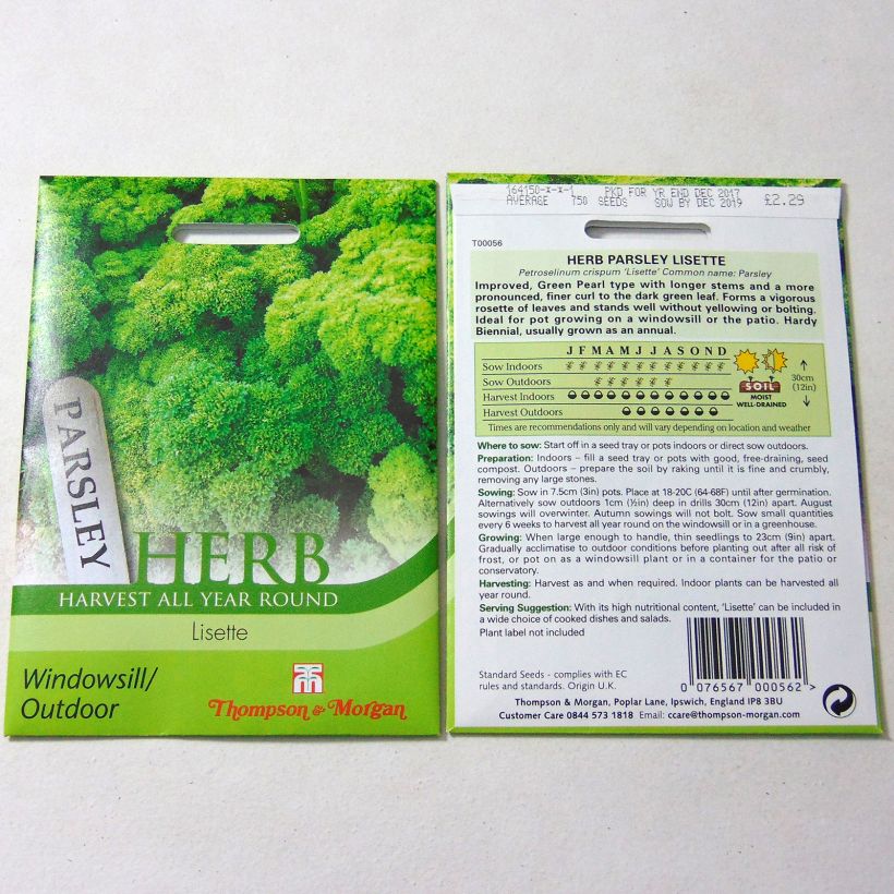 Beispiel eines Exemplars von Garten-Petersilie Lisette die Tüte mit 750 Samen ungefähr wie geliefert