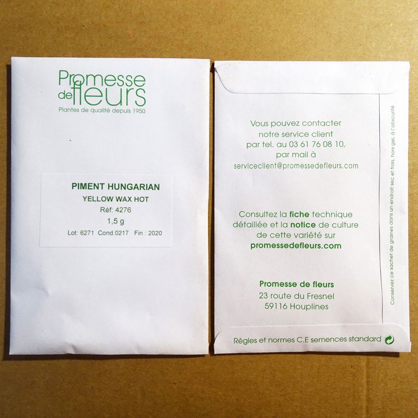 Beispiel eines Exemplars von Chili-Pfeffer Hungarian Yellow Wax Hot die Tüte mit Samen von 1,5 Gramm wie geliefert