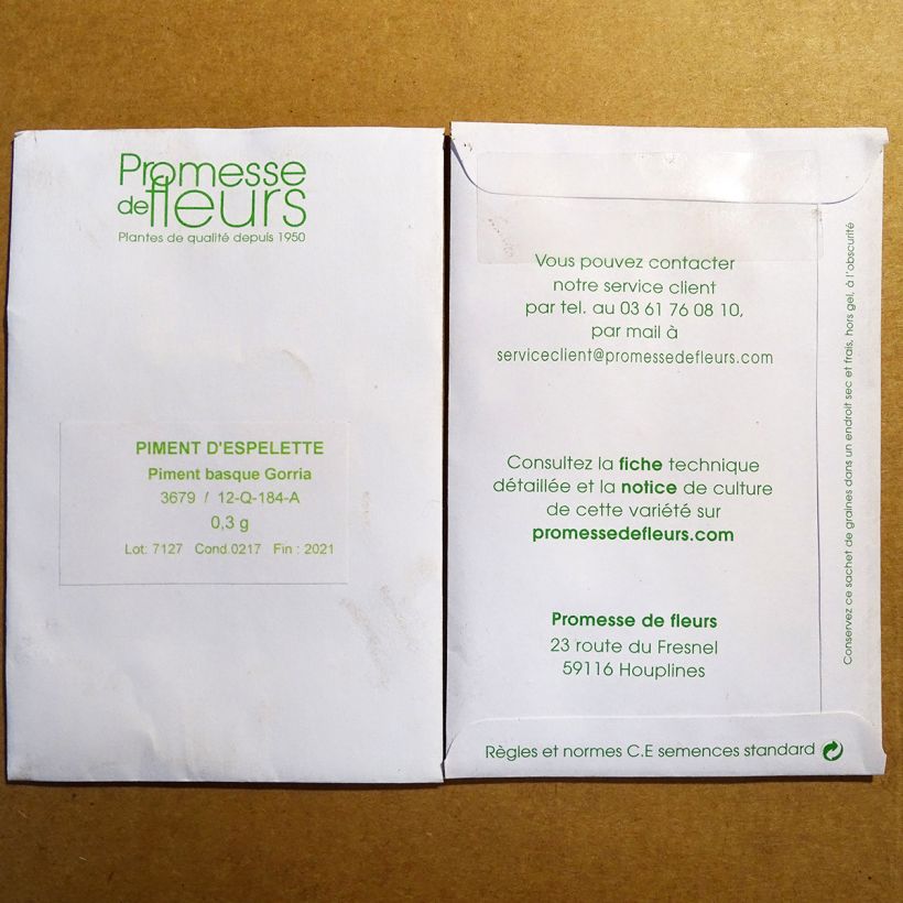 Beispiel eines Exemplars von Pfeffer Gorria die Tüte mit 25 Samen ungefähr wie geliefert