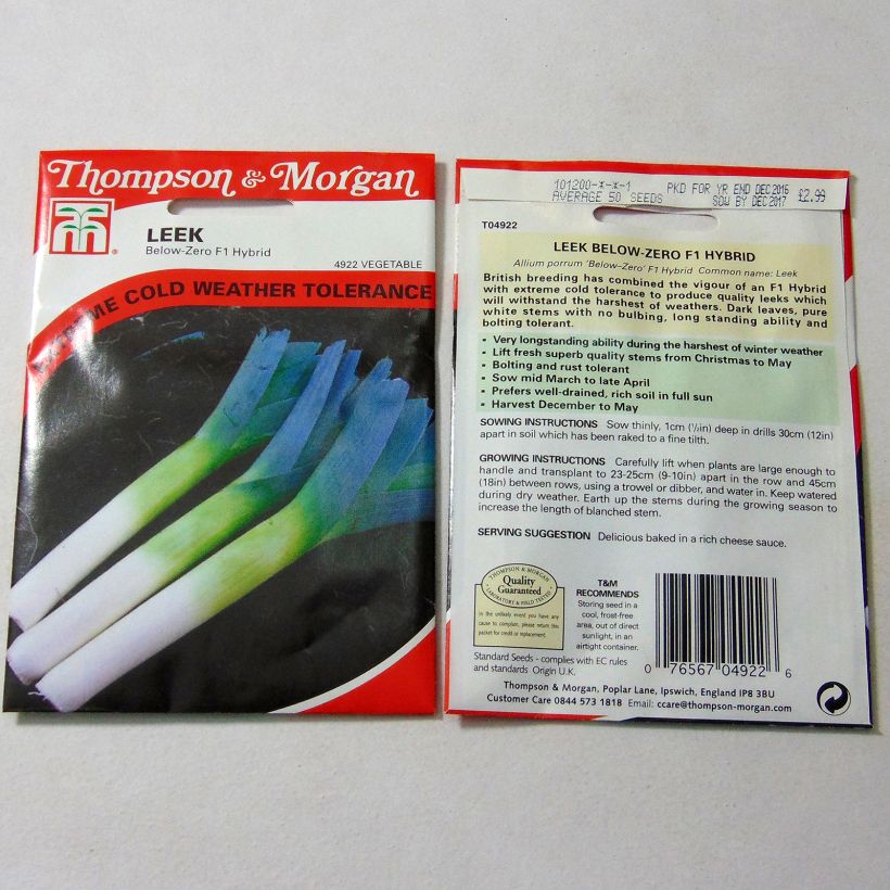 Beispiel eines Exemplars von Lauch-Porree Below-Zero F1 die Tüte mit 50 Samen ungefähr wie geliefert