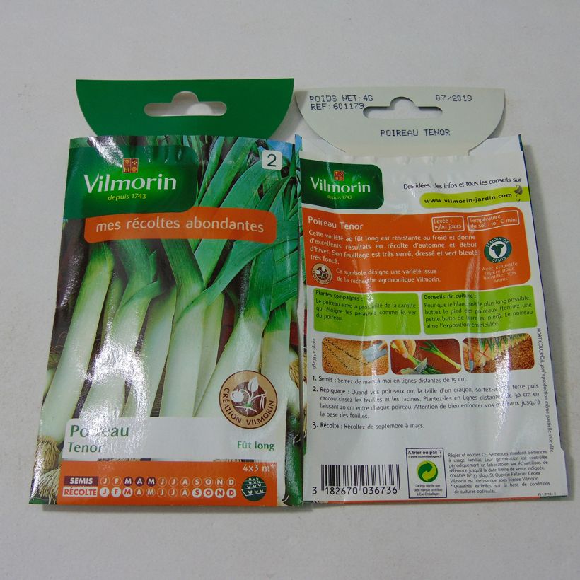 Beispiel eines Exemplars von Lauch-Porree Ténor - Vilmorin die Tüte mit 1000 Samen ungefähr (4g) wie geliefert