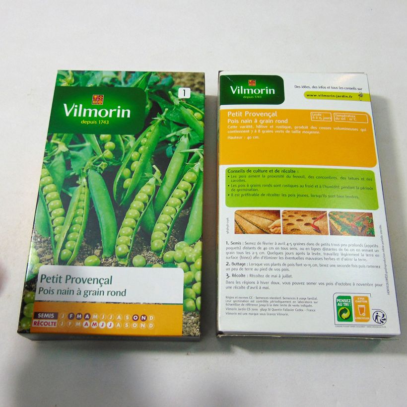 Beispiel eines Exemplars von Zwergerbse Petit Provençal - Vilmorin die Tüte mit 800 Samen ungefähr wie geliefert