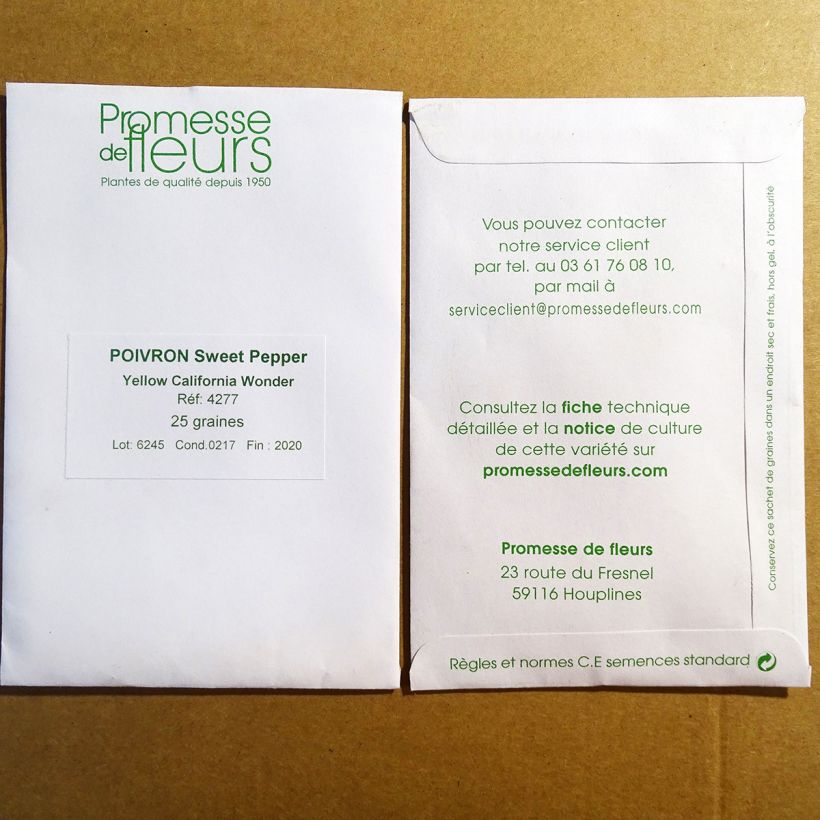 Beispiel eines Exemplars von Paprika Yellow California Wonder die Tüte mit 50 Samen ungefähr (0,2g) wie geliefert