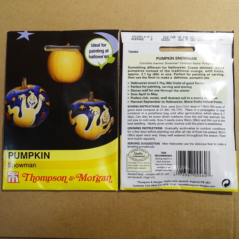 Beispiel eines Exemplars von Riesen-Kürbis Snowman die Tüte mit 8 Samen ungefähr wie geliefert