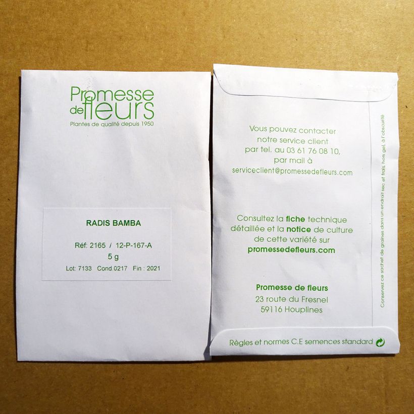 Beispiel eines Exemplars von Rettich Bamba die Tüte mit 500 Samen ungefähr (5g) wie geliefert