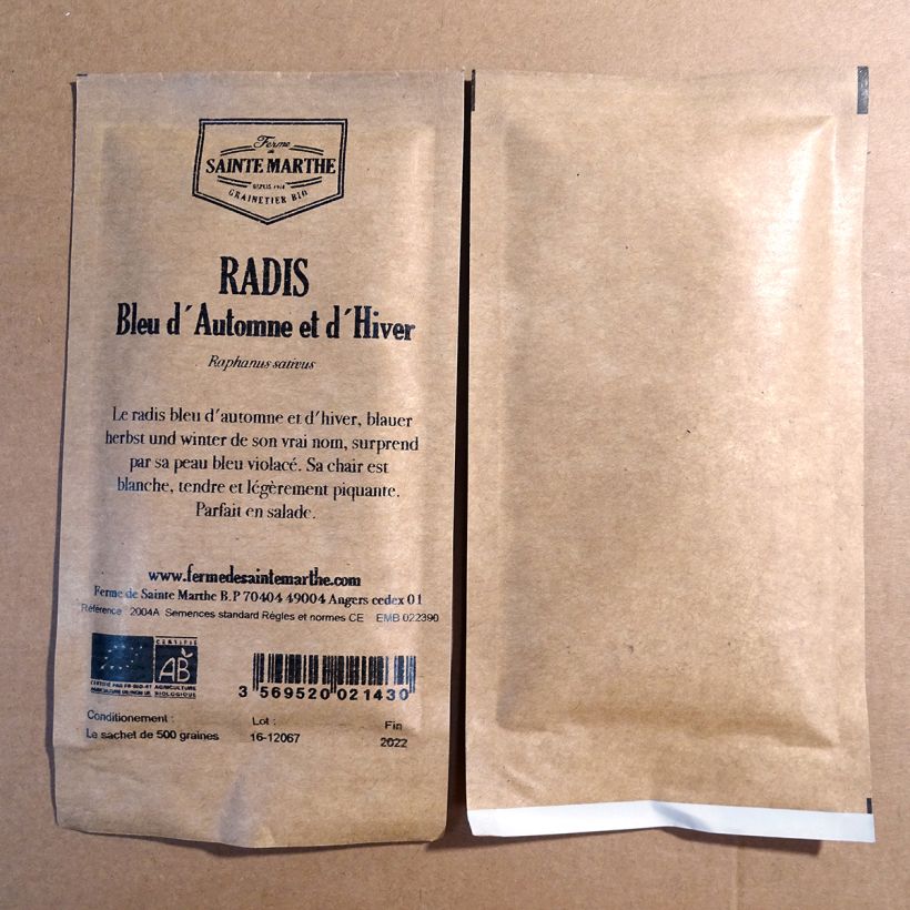 Example of Rettich Bleu d'automne et d'Hiver Bio die Tüte mit 500 Samen ungefähr as you get