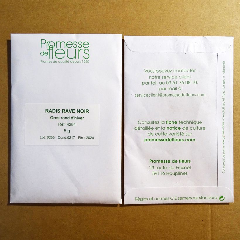 Beispiel eines Exemplars von Rettich Noir Gros Rond d'Hiver die Tüte mit 1000 Samen ungefähr (10g) wie geliefert