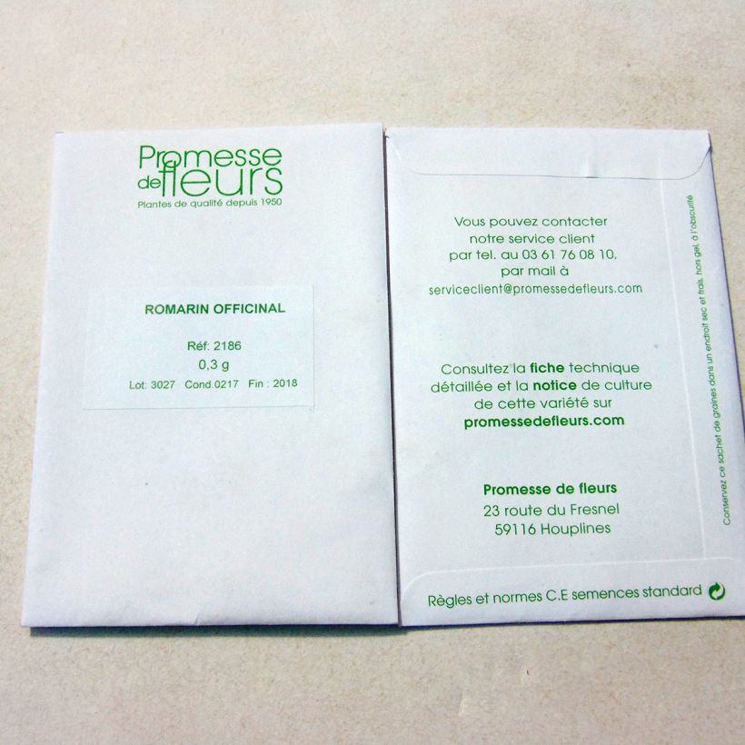 Beispiel eines Exemplars von Rosmarin - Rosmarinus officinalis (Samen) die Tüte mit 200 Samen ungefähr (0,3g) wie geliefert