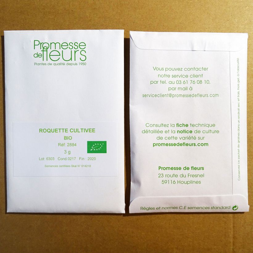 Beispiel eines Exemplars von Salat-Rauke Astra Bio die Tüte mit 1000 Samen ungefähr (3g) wie geliefert