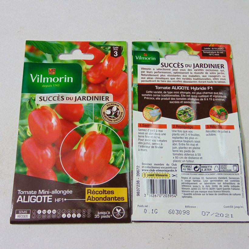 Beispiel eines Exemplars von Kirschtomate Aligote F1 - Vilmorin die Tüte mit 30 Samen ungefähr (0,1g) wie geliefert