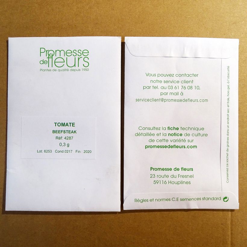 Beispiel eines Exemplars von Tomate Beefsteak die Tüte mit 80 Samen ungefähr (0,3g) wie geliefert