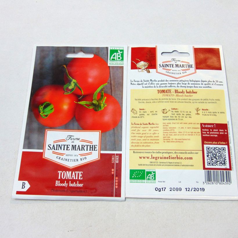 Beispiel eines Exemplars von Tomate Bloody Butcher Bio die Tüte mit 60 Samen ungefähr wie geliefert