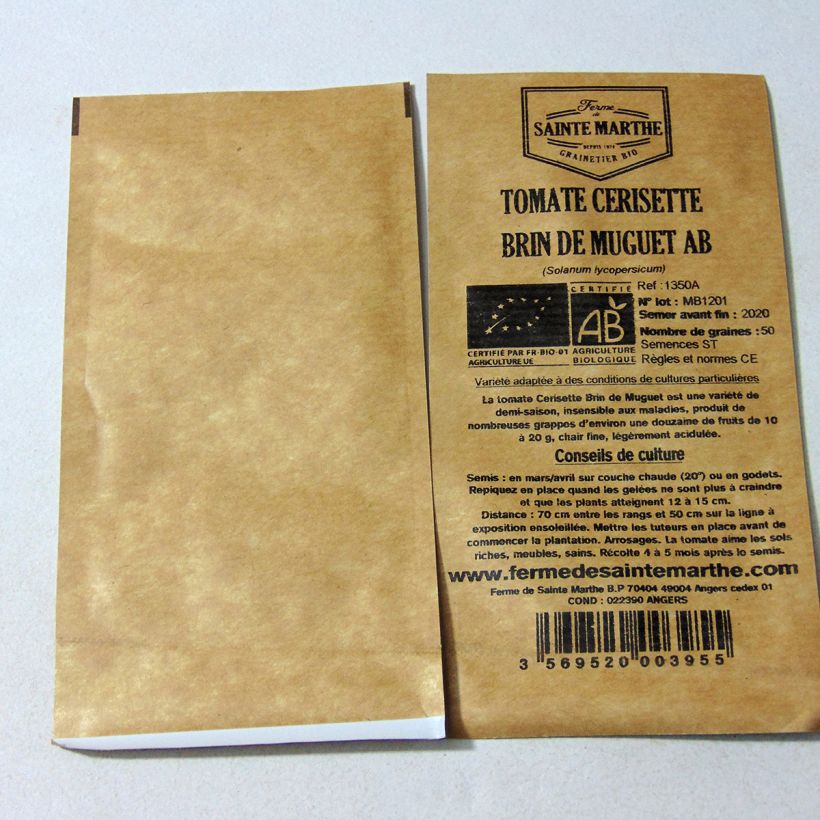 Beispiel eines Exemplars von Kirschtomate Brin de Muguet Bio die Tüte mit 50 Samen ungefähr wie geliefert