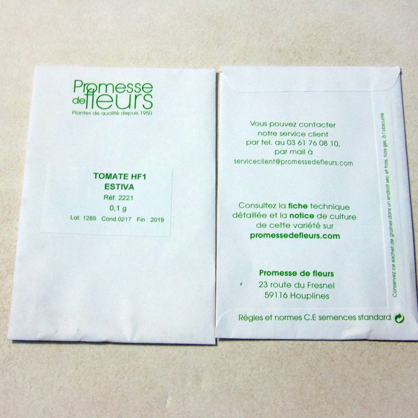 Beispiel eines Exemplars von Tomate Estiva F1 die Tüte mit 25 Samen ungefähr (0,1g) wie geliefert