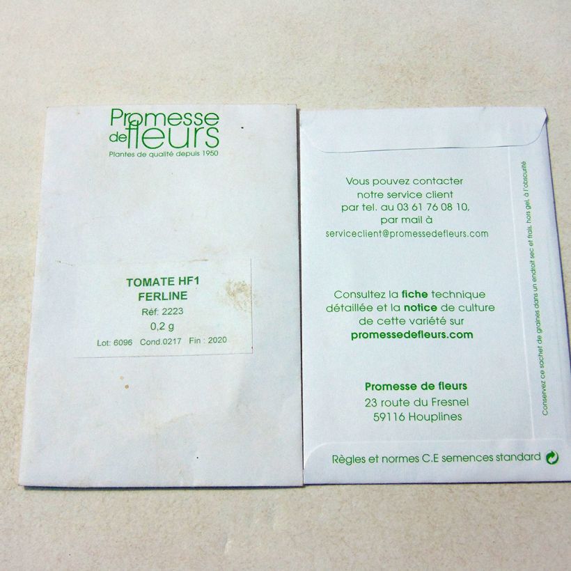 Beispiel eines Exemplars von Tomate Ferline die Tüte mit 12 Samen ungefähr (0,2g) wie geliefert