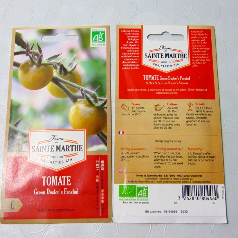 Beispiel eines Exemplars von Tomate Green Doctor's Frosted Bio die Tüte mit 50 Samen ungefähr wie geliefert