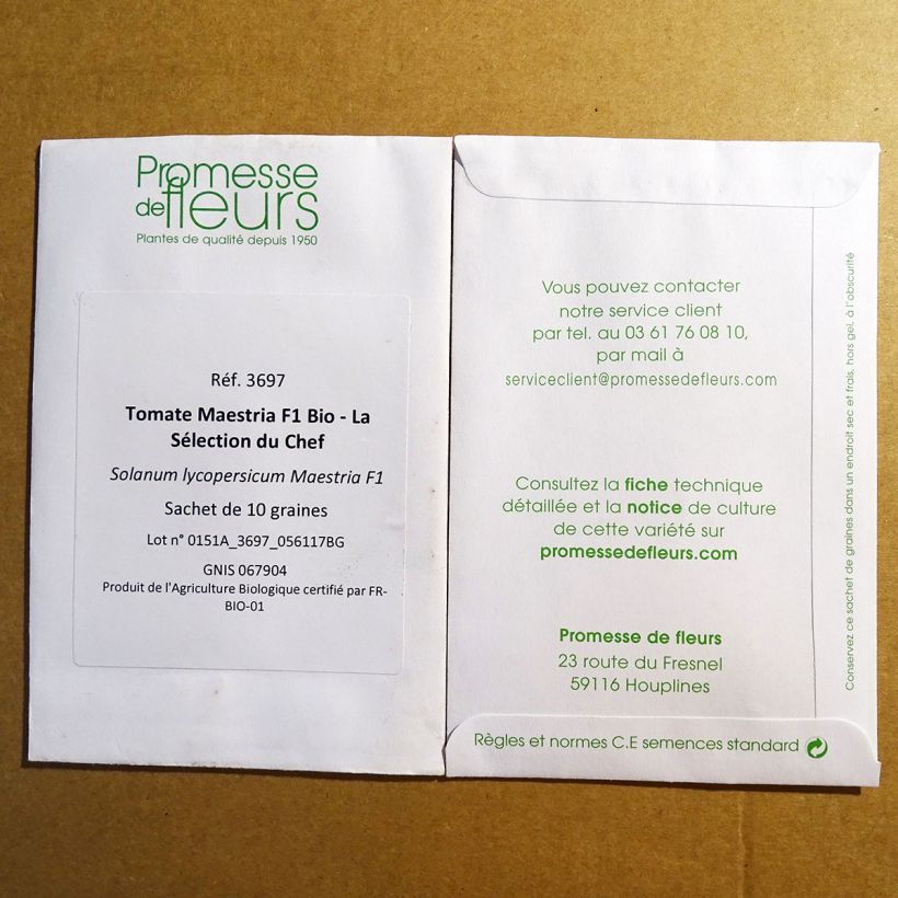 Beispiel eines Exemplars von Tomate Maestria Bio die Tüte mit 10 Samen ungefähr wie geliefert