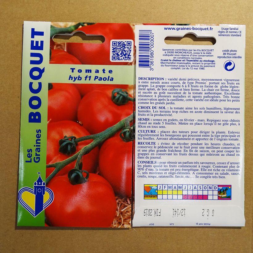 Beispiel eines Exemplars von Tomate Paola F1 die Tüte mit 60 Samen ungefähr (0.2g) wie geliefert