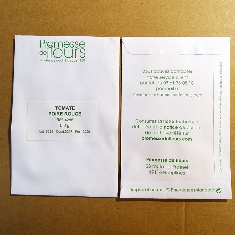 Beispiel eines Exemplars von Kirschtomate Poire rouge die Tüte mit Samen von 0,2 Gramm wie geliefert