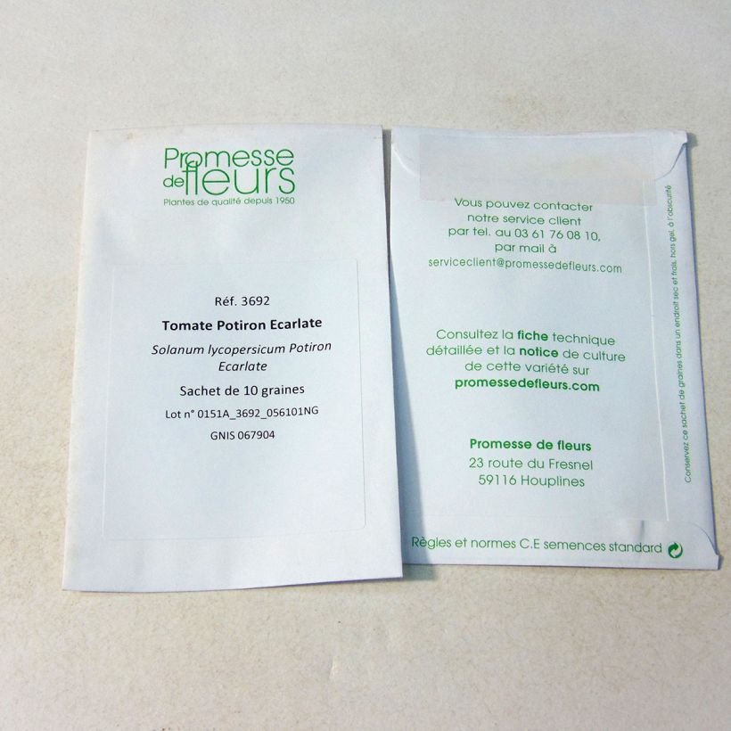 Beispiel eines Exemplars von Tomate Potiron écarlate die Tüte mit 10 Samen ungefähr wie geliefert
