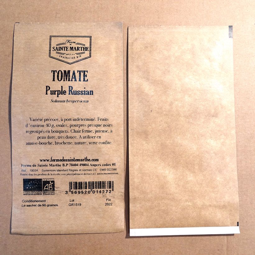 Beispiel eines Exemplars von Tomate Purple Russian - Ukrainian Purple Bio die Tüte mit 50 Samen ungefähr wie geliefert