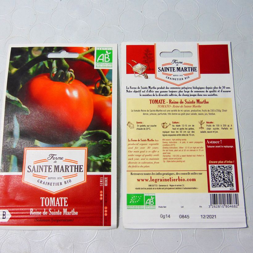 Beispiel eines Exemplars von Tomate Reine de Sainte-Marthe Bio die Tüte mit 50 Samen ungefähr wie geliefert
