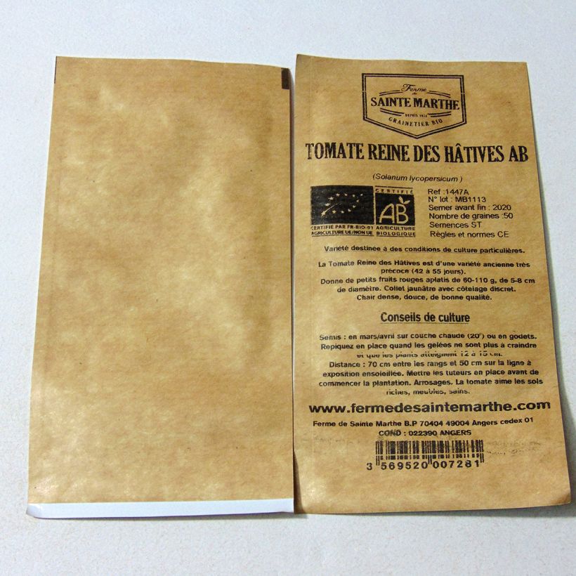 Beispiel eines Exemplars von Tomate Reine des hâtives Bio die Tüte mit 50 Samen ungefähr wie geliefert