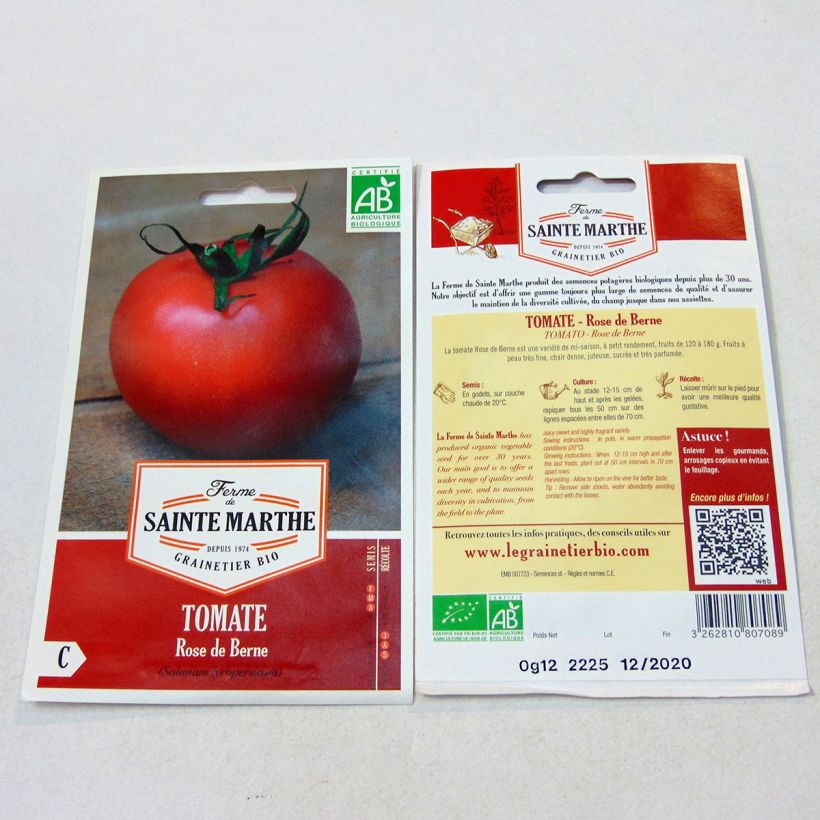 Beispiel eines Exemplars von Tomate Rose De Berne Bio die Tüte mit 40 Samen ungefähr wie geliefert