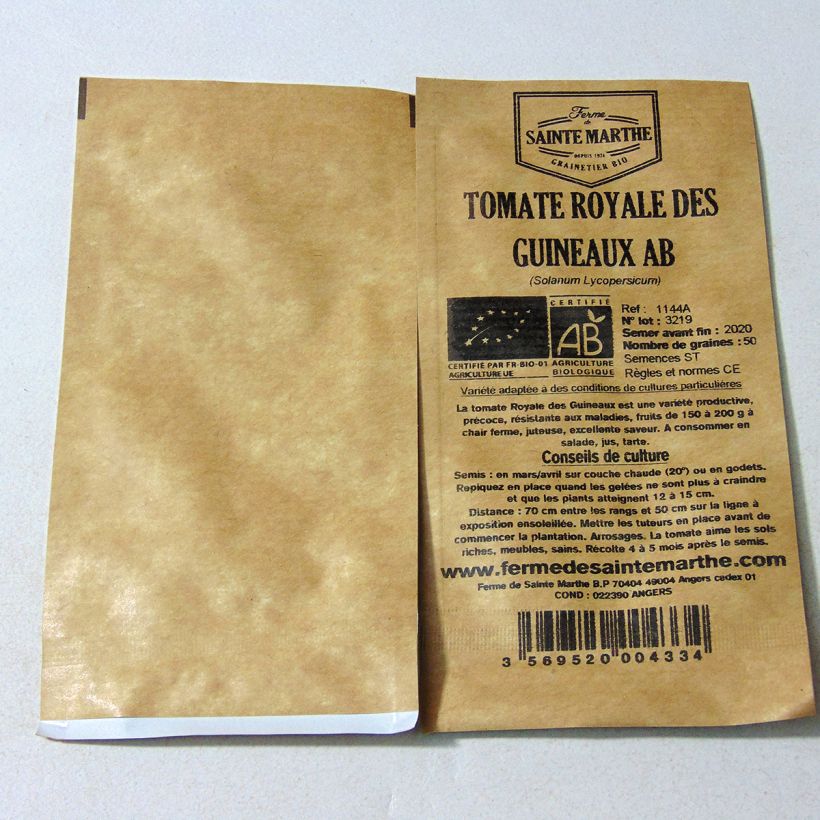 Beispiel eines Exemplars von Tomate Royale des Guineaux Bio die Tüte mit 50 Samen ungefähr wie geliefert