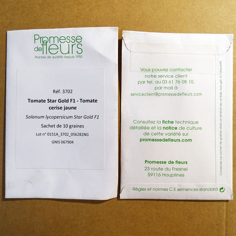 Beispiel eines Exemplars von Kirschtomate Star Gold die Tüte mit 10 Samen ungefähr wie geliefert