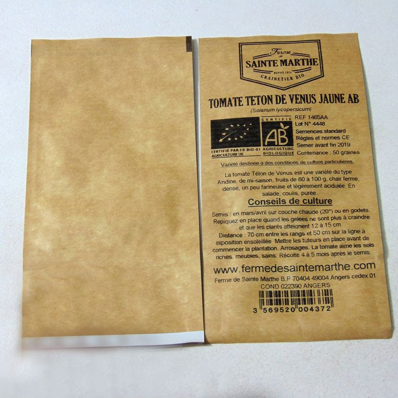 Example of Tomate Téton de Venus jaune Bio die Tüte mit 50 Samen ungefähr as you get