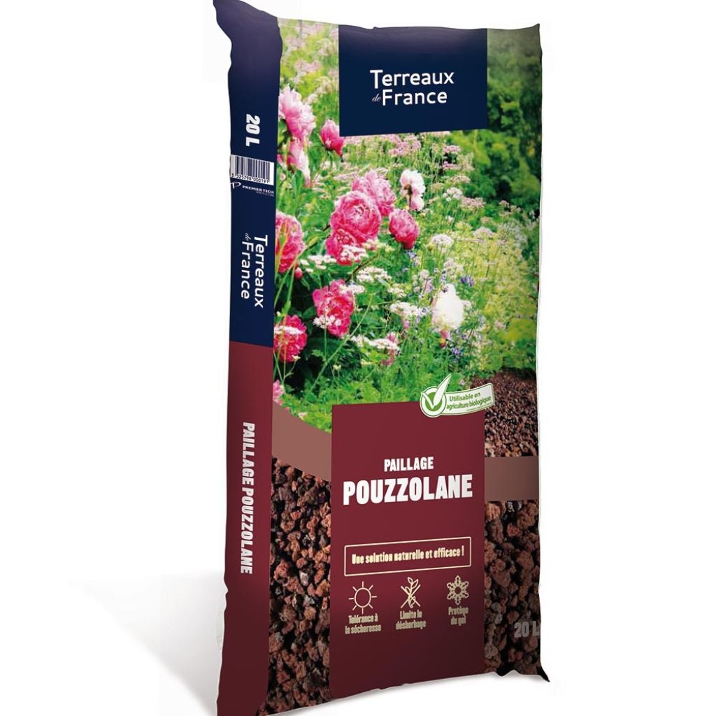 Rote Bimsstein in einem 20L-Sack