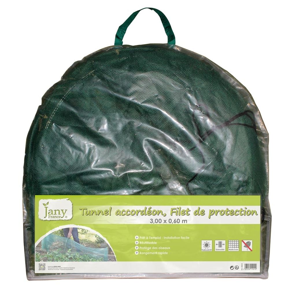 Tunnel accordéon avec filet de protection 0,60 x 3 m
