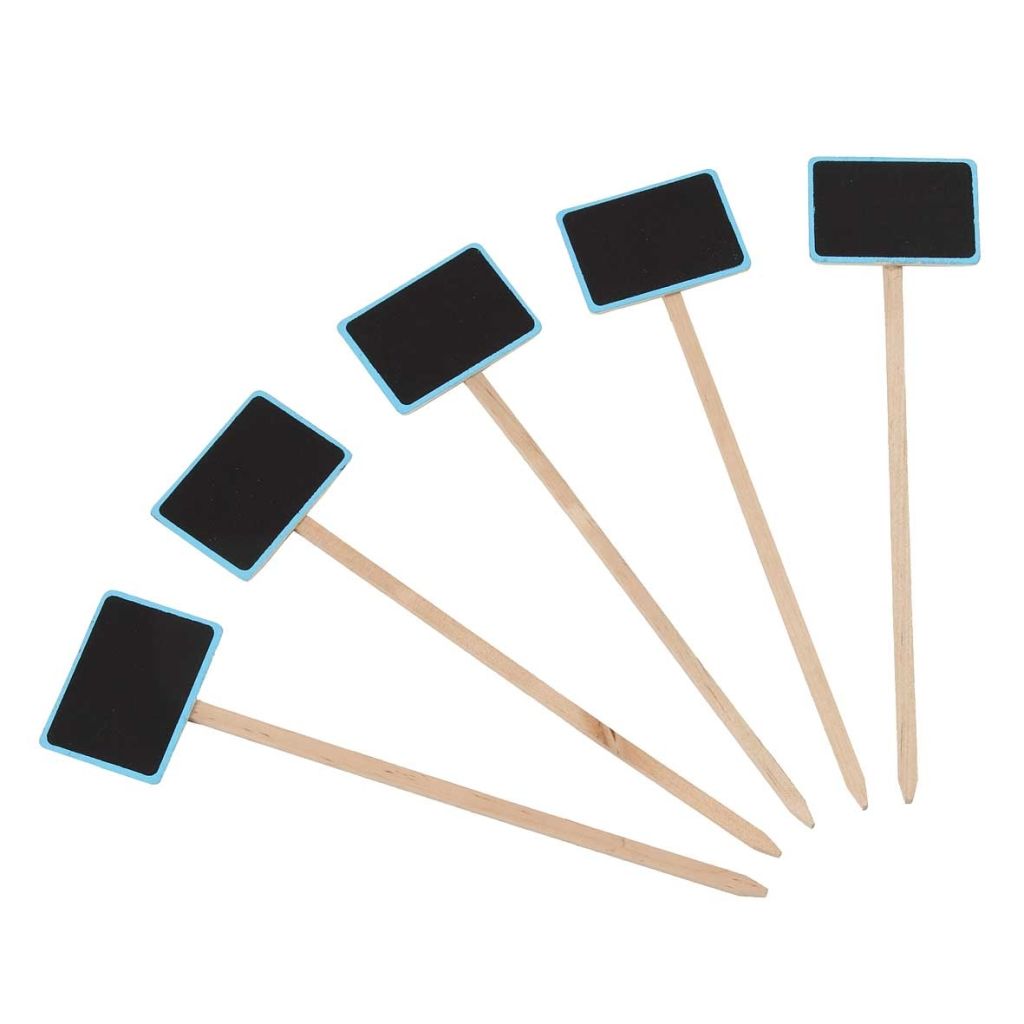 Rechteckiges Holz- und Schieferschild zum Einpflanzen, 7 x 5 cm - Höhe: 27,5 cm - Verkauf in 5er-Packungen