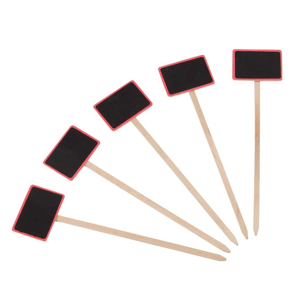 Rechteckiges Holz- und Schieferschild zum Einpflanzen, 7 x 5 cm - Höhe: 27,5 cm - Verkauf in 5er-Packungen