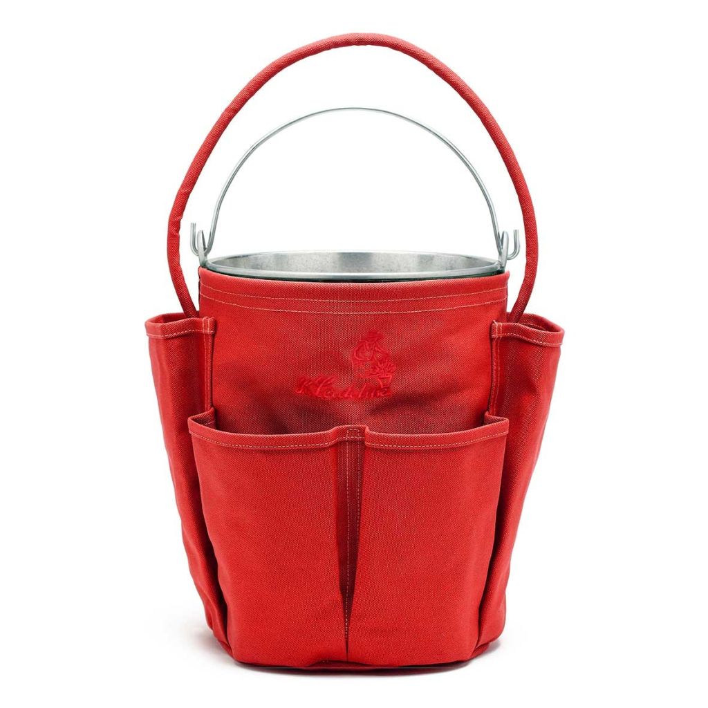 Tasche für Eimer mit 6 Taschen, bestickt, mit verzinktem Stahl-Eimer von 13 L